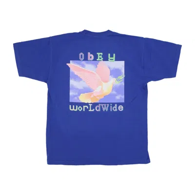 Obey Dove Of Peace Men's T-shirt Heavy Weight Classic Tee Surf Blue