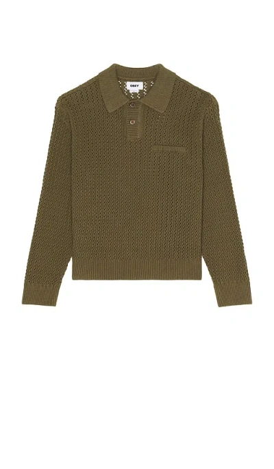 Obey Duane Sweater Polo In Green