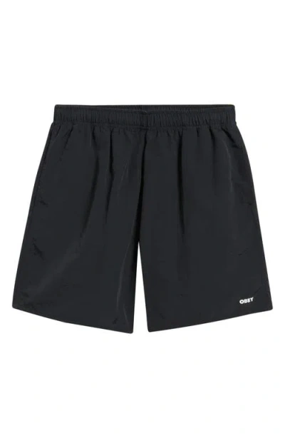 Obey Easy Bold Nylon Shorts In Black