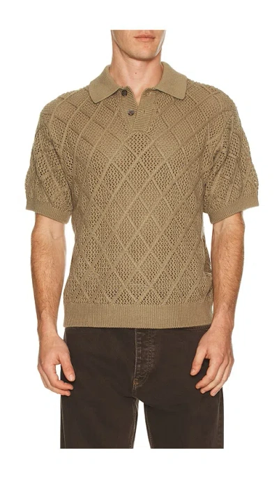 Obey Eryk Knitted Polo In Brown