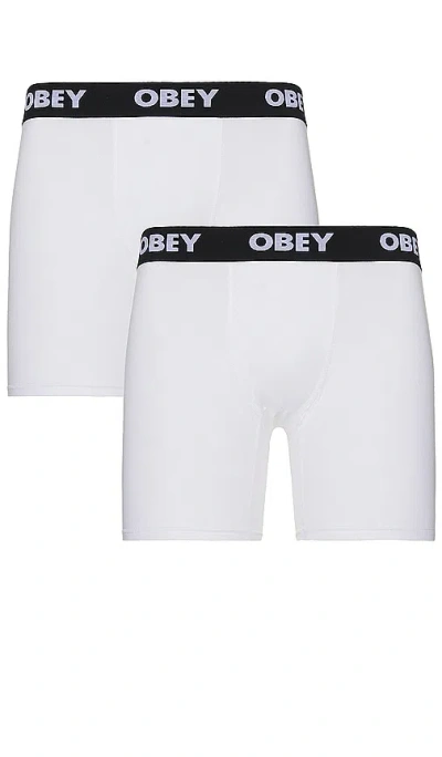 Obey Established Works 2 Pack Boxer Briefs In White