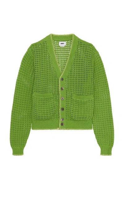 Obey Ethan Cardigan In Green