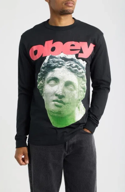 Obey Etruscan Graphic Cotton Long Sleeve T-shirt In Black
