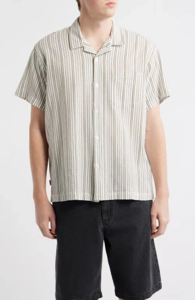 Obey Evans Stripe Camp Shirt In Multi