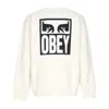 Obey Eyes Icon 2 Crew Premium French Terry Unbleached Men's Lightweight Crewneck Sweatshirt In Unbleached