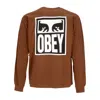 Obey Eyes Icon 2 Heavyweight Classic Custom Sepia Men's Long Sleeve T-shirt In Brown