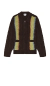 Obey Cardigan "ezra" In Dark Brown Multi