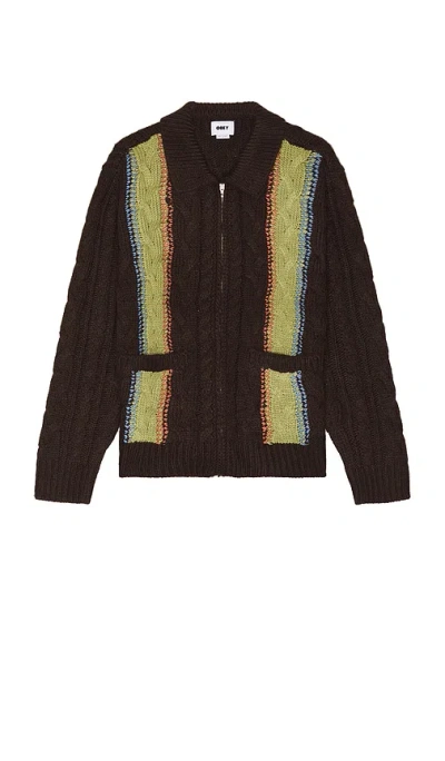 Obey Ezra Zip Up Cardigan In Multicolour