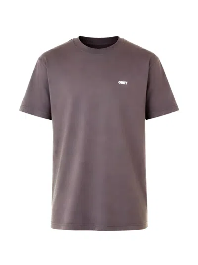 Obey Face-graphic Round-neck T-shirt In Brown
