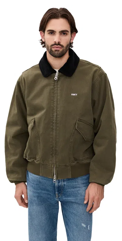 Obey Fade Wash Insulated Jacket Wren Faded Wash In Green