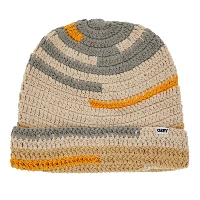 Obey 'fairmount' Crochet Beanie In Beige
