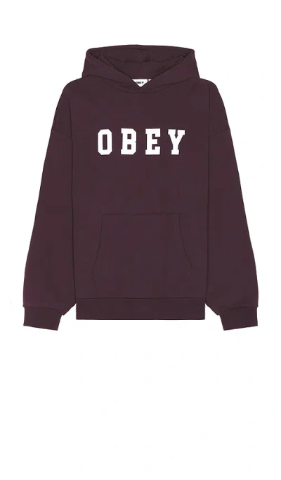 Obey Felt Extra Heavy Hoodie In Plum Perfect