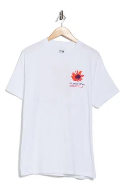 Obey Floral Cotton Graphic T-shirt In White