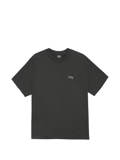 Obey Floral Print Crew Neck T-shirt In Black
