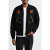 Obey Full-zip Cardigan With Floral Motif In Burgundy