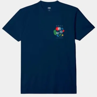 Obey Flowers Paper Scissors T-shirt In Blue