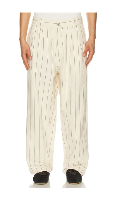 Obey Foster Pleated Stripe Pant In Neutral