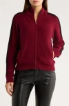 Obey Frankie Track Full Zip Sweater In Burgundy