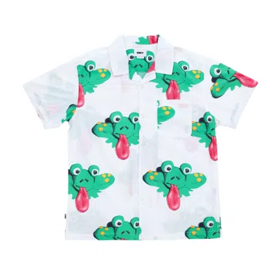 Obey Frogman Woven Men's Short Sleeve Shirt S White Multi