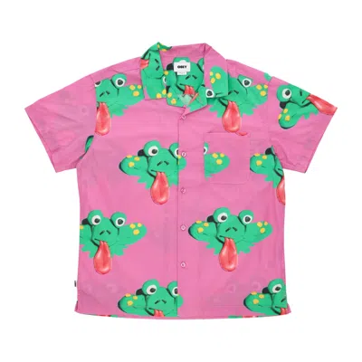 Obey Frogman Woven Men's Short Sleeve Shirt S Wild Rose Multi