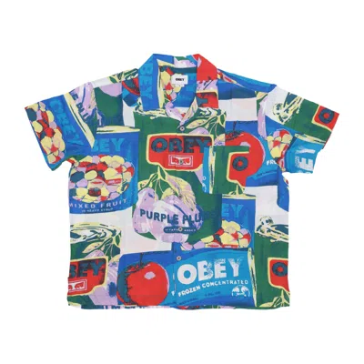 Obey Fruit Cans Woven Men's Short Sleeve Shirt Black Multi