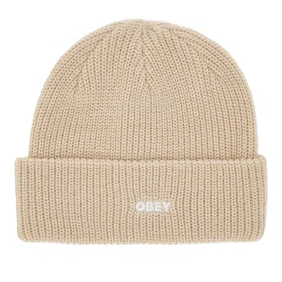 Obey Future Ribbed Beanie Hat In Brown