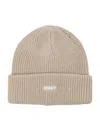 Obey Future Knit Logo Beanie In Neutral