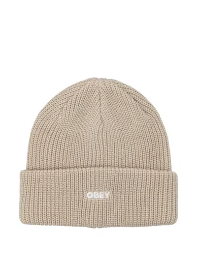 Obey Future Ribbed Beanie Hat In Brown