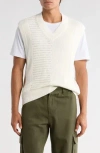 Obey Garrett Textureblock Cotton V-neck Sweater Vest In White