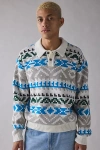Obey Geo Pattern Polo Sweater In White, Men's At Urban Outfitters In White