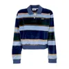 Obey Georgia Women's Long Sleeve Polo Polo L/s Dark Denim Multi In Dark Denim Multi