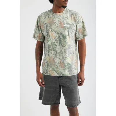 Obey Get Up Leaf Print Cotton T-shirt In Green