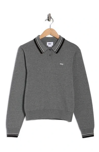 Obey Goalie Cotton Polo Sweater In Gray