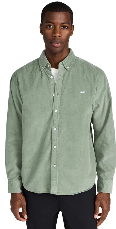 Obey Grafton Corduroy Woven Top Laurel Wreath