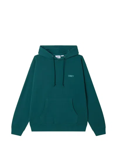 Obey Graphic-print Hoodie In Green