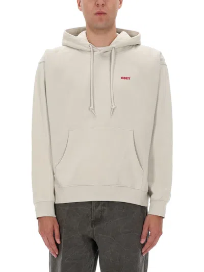 Obey Green Cotton Blend Sweatshirt In White