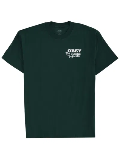 OBEY GREEN LOGO CREW NECK T-SHIRT