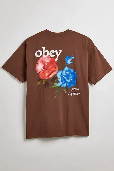 Obey Grow Together Tee In Sepia, Men's At Urban Outfitters In Brown