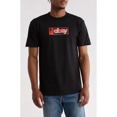 Obey Half Icon Cotton Graphic T-shirt In Black