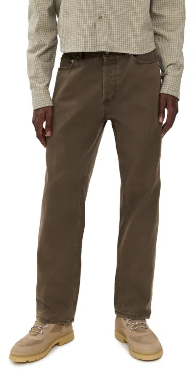 Obey Hardwork Denim Pants Wren Faded In Brown