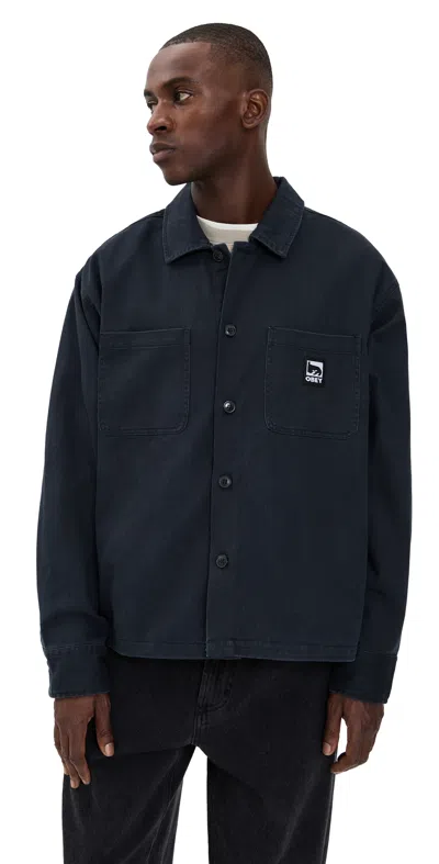 Obey Harvey Denim Shirt Jacket Black Faded Wash