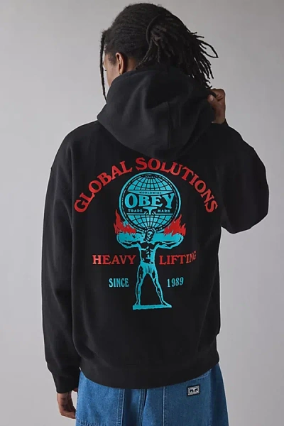 Obey Heavy Lifting Graphic Hoodie Sweatshirt In Black, Men's At Urban Outfitters