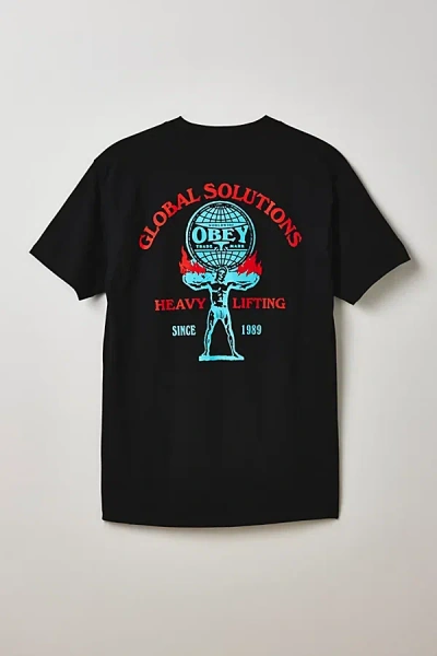 Obey Heavy Lifting Graphic Tee In Black, Men's At Urban Outfitters