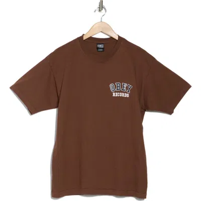 Obey Heavyweight Record Graphic T-shirt In Sepia