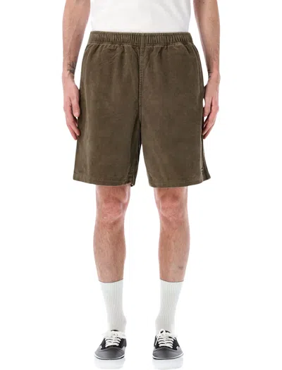 Obey Horizon Corduroy Cotton Shorts In Metallic