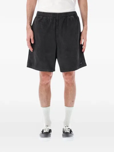 Obey Horizon Corduroy Elasticated Shorts In Black
