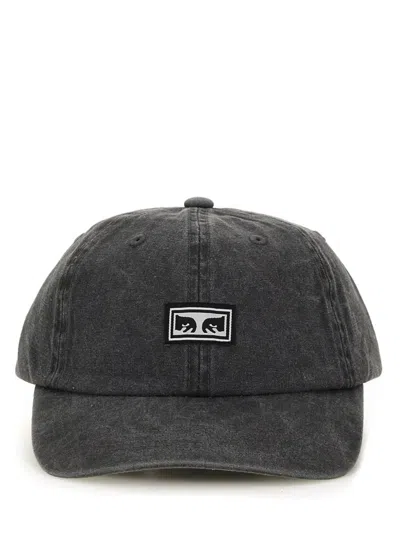 Obey Icon Eyes Pigment 6 Panel Baseball Hat In Black