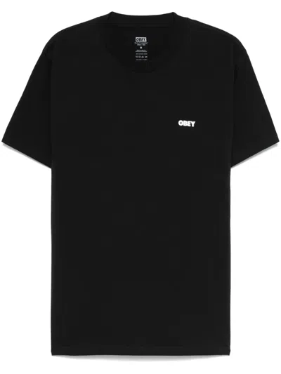 Obey Icon Stencil Flame-print T-shirt In Blue