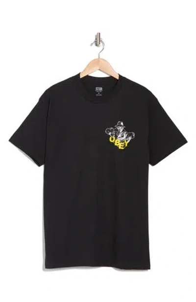 Obey Inner Power Cotton Graphic T-shirt In Black