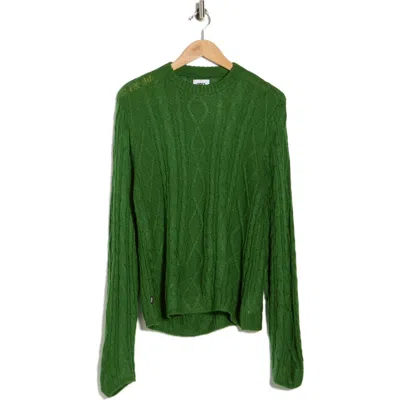 Obey Isabella Loose Cable Knit Sweater In Green